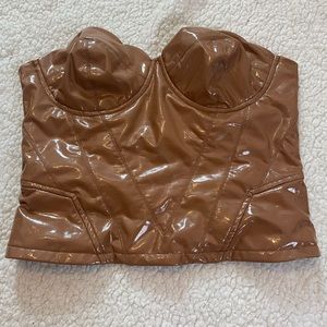 Fashion Nova Leather Strapless Crop Top